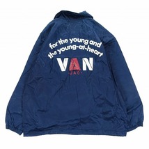 ヴァンヂャケット VAN Jacket ナイロン ロゴ コーチ ジャケット ブルゾン プリント フリース裏地 M 紺 ネイビー 2_画像2