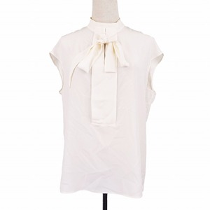  Prada 2019 year silk 100% ribbon no sleeve blouse shirt cut and sewn frill 46 ivory 6