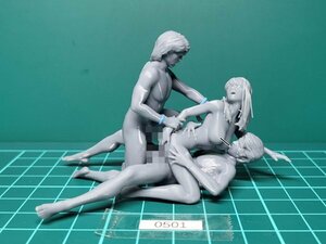 *(0501) super precise resin made figure [ CARLA, TIBO & SIMON - 3P](FULL_nude) a little defect have |≒S:1/20|8K- light structure shape print goods | adult *