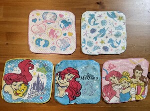 [ free shipping *5 pieces set ] Princess Disney handkerchie towel Ariel sinterela girl child care . hand .. Mini towel 