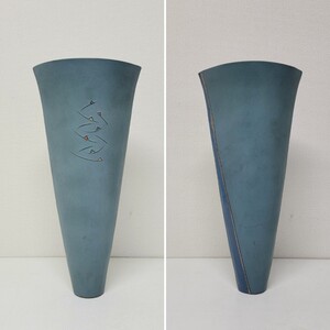 華善作 大作44cm いけばな 池坊 作家陶器 華道師範所蔵品 Japanese Vintage Flower Vase 和モダン デザイン フラワーベース 花瓶 花器 11