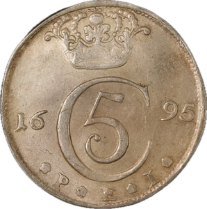 T115★ノルウェー 銀貨/1695年/ 4 M D/ 重量約 22.3g