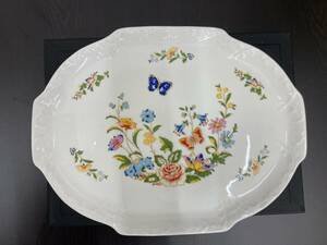 ●○#1248-2【Aynsley】エインズレイ ケーキプレート　フラワー　花柄　大皿　30.5㎝ｘ23㎝○●