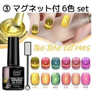 ③ VOKY 6色 セット 2wayマグネット キャッツアイジェル ジェル ネイル マグネットジェル シルク プルマグ シルキー 