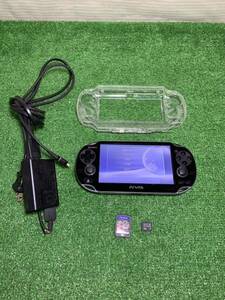 SONY ソニー PlayStation Vita ブラック ゲー厶機 PS ヴィータ ゲーム機本体 ガンダム無双 ゲームソフト カバーケース付き 7-24