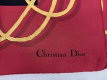 [T2451]クリスチャンディオール　Christian Dior スカーフ ストール 大判　レッド　ブラック　シルク_画像9