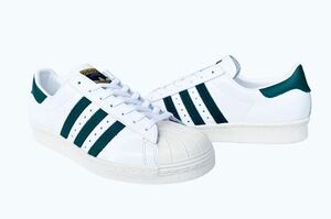 デッド!! 希少!! 新品 16年 adidas SUPER STAR 80s WHITE / GREEN スーパースター 80s 白 × 緑 ガラスレザー 天然皮革 us 10.5 / 28.5 ㎝