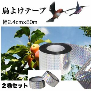 鳥よけテープ キラキラ ２巻セット 防鳥 ホログラム テープ 両面反射 新品