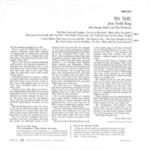 A00591131/LP/テディ・キング with ジョージ・シラボ楽団「To You From Teddi King (1994年・BVJJ-2843・ヴォーカル)」の画像2