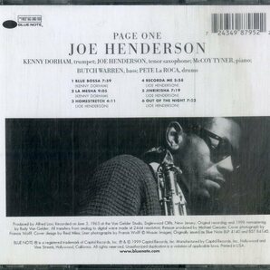 D00160071/CD/ジョー・ヘンダーソン(JOE HENDERSON)「Page One (1999年・7243-4-98795-2-2・ハードバップ)」の画像2
