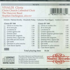 D00160972/CD/スティーヴン・ダーリントン(指揮) / クライスト・チャーチ大聖堂合唱団「Vivaldi Gloria (1990年・NI-5278)」の画像2
