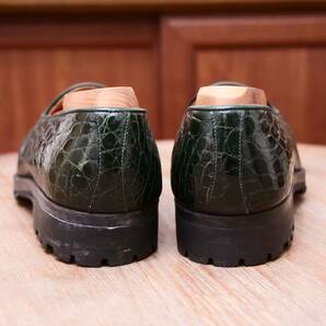 最高級◎【ONE HUNDRED%BIJAN】ビスポーク グリーンクロコダイルスリッポン 24.5cm前後 ビジネスカジュアル メンズ 革靴の画像5