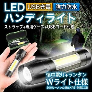 ①LED ハンドライト ワークライト フラッシュライト ケース付き 作業灯 充電式 2