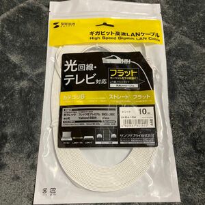 サンワサプライ LANケーブル CAT6 フラットタイプ LA-FL6-10W イーサネットケーブル