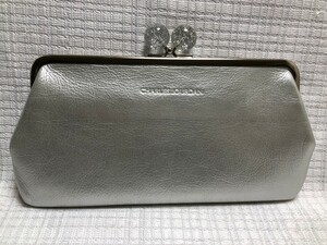 ☆美品☆シャルルジョルダン/長財布可愛いがま口牛革シルバー