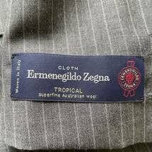 未使用品 エルメネジルドゼニア【成功者の風格】ZEGNA セットアップ メンズスーツ グレー系 ストライプ柄 46サイズ しつけ糸 光沢感 背抜き_画像9