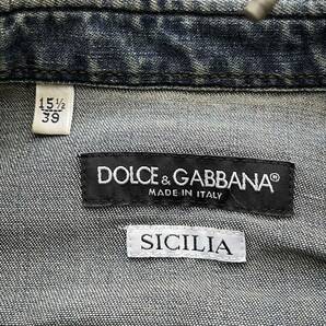 ドルチェ&ガッバーナ【無骨な漢のセクシー】DOLCE&GABBANA シャンブレー デニムシャツ ドレス 飾りボタン ウエスタン Mサイズ相当 ネイビーの画像8