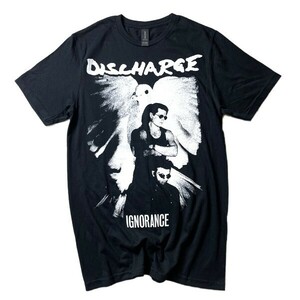 ハードコアパンク! DISCHARGE ディスチャージ IGNORANCE フォトプリント バンド Tシャツ ブラック ホワイト 黒 白 S メンズ 古着 希少