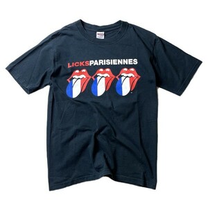 LICKS PARIS IENNES 2003! The Rolling Stones ローリングストーンズ ヴィンテージ ベロマーク バンド Tシャツ ブラック 黒 S メンズ 希少