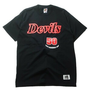 激レア! 90s USA製 THE ALFEE アルフィー BASEBALL CLUB Devils SAKAZAKI 50 ヴィンテージ バンド Tシャツ ブラック 黒 L メンズ グッズ