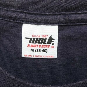 超トレンド! 80s 90s USA製 WOLF ヴィンテージ PENNSYLVANIA カレッジ プリント 半袖 Tシャツ シングルステッチ ネイビー 紺 M メンズ 希少の画像5