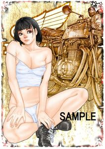 Art hand Auction Bike Manga Series Commemoration: Iron Horse and Beautiful Woman ``Watch and Enjoy, Attack and Enjoy CBX400FA4 Photo Matte Paper (Antique Color Finish) Reproduction Print 1/50, comics, anime goods, hand drawn illustration