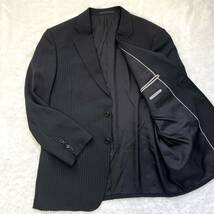 【1円スタート】アルマーニコレツォーニ　ARMANI　テーラードジャケット 　シングル　２B　ストライプ　ブラック　大きいサイズ　３XL　54_画像1