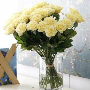 (即決) 大量25本 バラ 高級造花 アートフラワー シルクフラワー 花束 ローズ アレンジメント ブーケ プレゼント お祝い 結婚式の画像9
