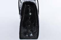 クロコ ワニ エキゾチックレザー ハンドバッグ 手さげかばん 革 ブラック 黒 レディース 女性 上品なデザイン 5C4014_画像3