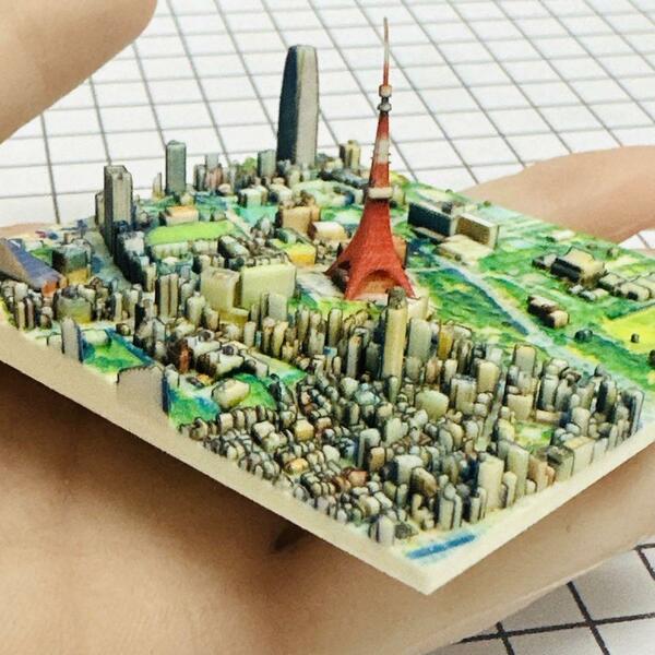 ミニチュア　東京都港区　ジオラマ　東京タワー　フィギュア　1/64より小　都市模型