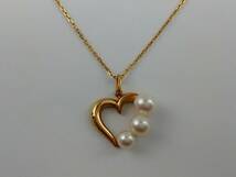 H/MIKIMOTO　ミキモト　パールネックレス　ハート　K18 アクセサリー　0404-1_画像3