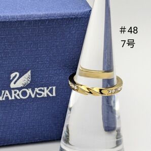 スワロフスキー SWAROVSKI ラインストーン ゴールド リング 箱付 7号
