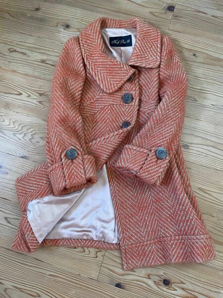 【冬物セール】ウールコート、ツイード、レトロ、可愛い、長く着れる、暖かい