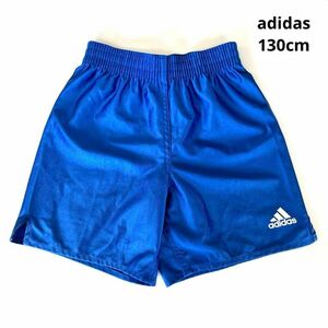 adidas アディダス サッカー ハーフパンツ 光沢青色 日本製 130cm