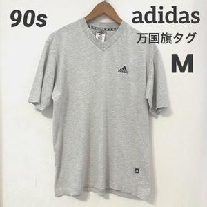 adidas★90s万国旗タグ★Tシャツ 古着 刺繍ロゴ Mサイズ