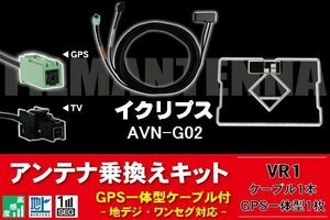 GPS一体型アンテナ & アンテナケーブル & GPSフィルムアンテナ セット イクリプス ECLIPSE 用 AVN-G02 用 VR1 コネクター 地デジ