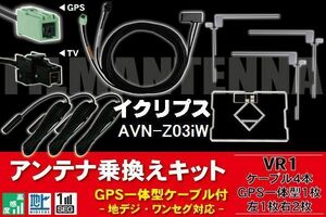 GPS一体型ケーブル & フィルムアンテナ セット イクリプス ECLIPSE DTVF12 同等品 AVN-Z03iW 用 VR1 コネクター 地デジ ワンセグ フルセグ