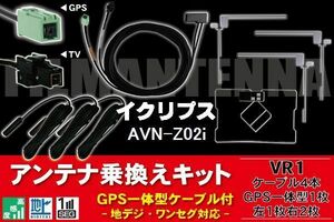 GPS一体型ケーブル & フィルムアンテナ セット イクリプス ECLIPSE DTVF12 同等品 AVN-Z02i 用 VR1 コネクター 地デジ ワンセグ フルセグ