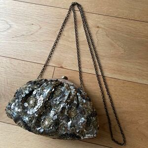 サンティSANTI◆スパンコールビーズ クラッチバッグ チェーンBag パーティバッグ レディース 結婚式イベントショルダーバッグ フォーマル