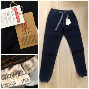 新品！　GRAMICCI XS パンツ PANT ネイビー　デニム　紺　 グラミチ　裾リブ　スリム　タイト　美脚　　ビームス