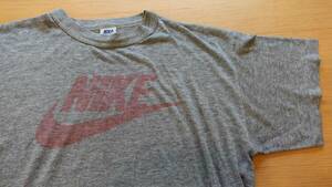 ⑳USA製 70年代ビンテージ　グレー ナイキ オレンジタグ NIKEプリント 半袖 Tシャツ アメリカ製 オリジナル