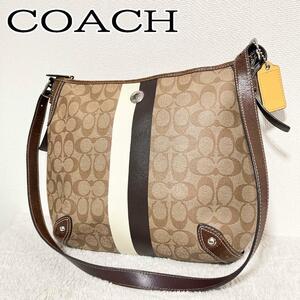 美品COACH コーチショルダーバッグブラウン茶ハンドバッグ