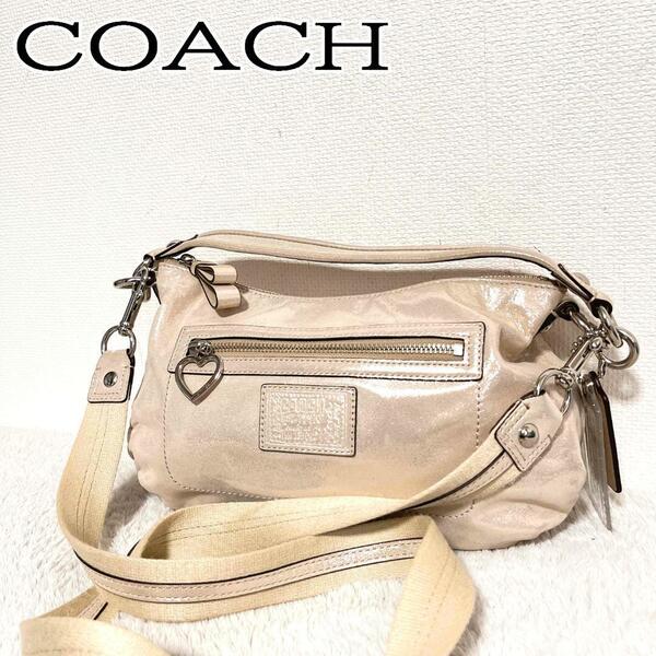 美品COACH コーチショルダーバッグハンドバッグホワイト白