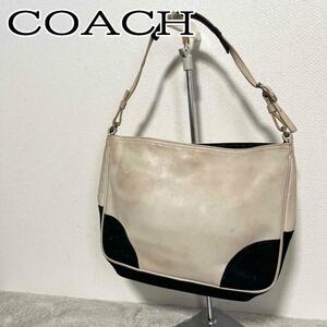 美品COACH コーチハンドバッグトートバッグホワイトブラック