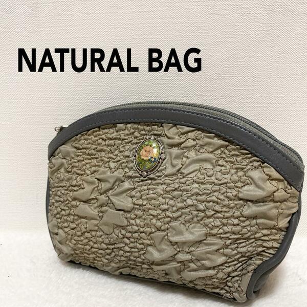 美品NATURAL BAGナチュラルバッグショルダーバッグハンドバッググレー