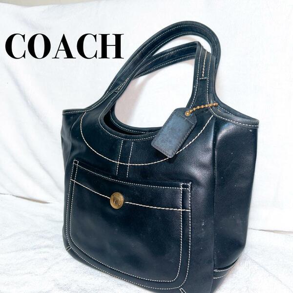 美品COACH コーチセミショルダーバッグトートバッグブラック黒