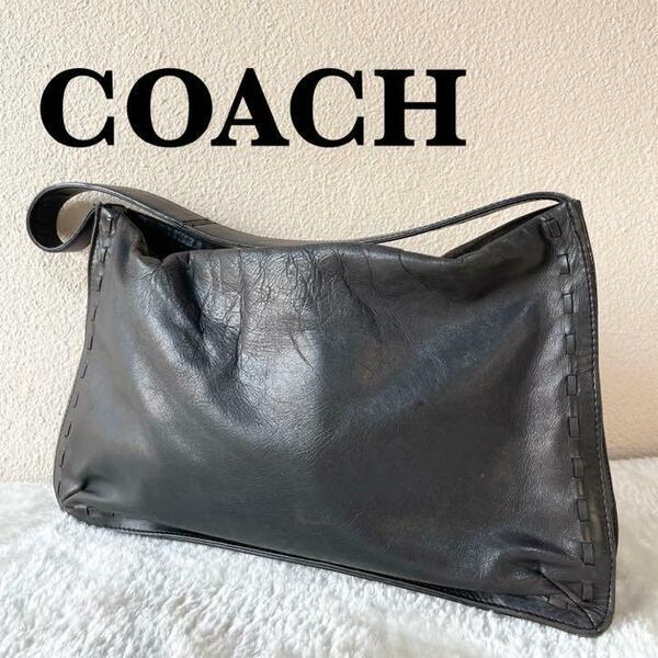 美品COACH コーチセミショルダーバッグトートバッグブラック黒