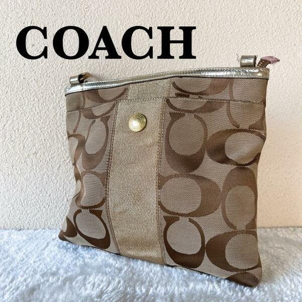 レアCOACH コーチショルダーバッグハンドバッグブラウン茶シグネチャー総柄