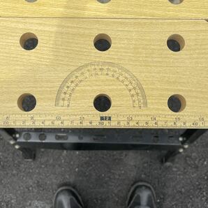 折りたたみ 作業台 スチール ワークベンチ ワークテーブル バイス 固定 可動 天板 テーブル スケール 分度器 万能 DIY 工具 収納 の画像3