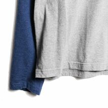 00's オールドネイビー ラグランスリーブ コットン Tシャツ 長袖 (XL) 霜降り灰×青灰杢系 ロンT クルーネック 旧タグ ギャップ 2002年製_画像4